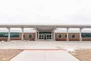 The renovated covered entryway features heated sidewalks at Washtenaw ISD’s High Point School in Scio Township on Thursday, Jan. 20, 2022.